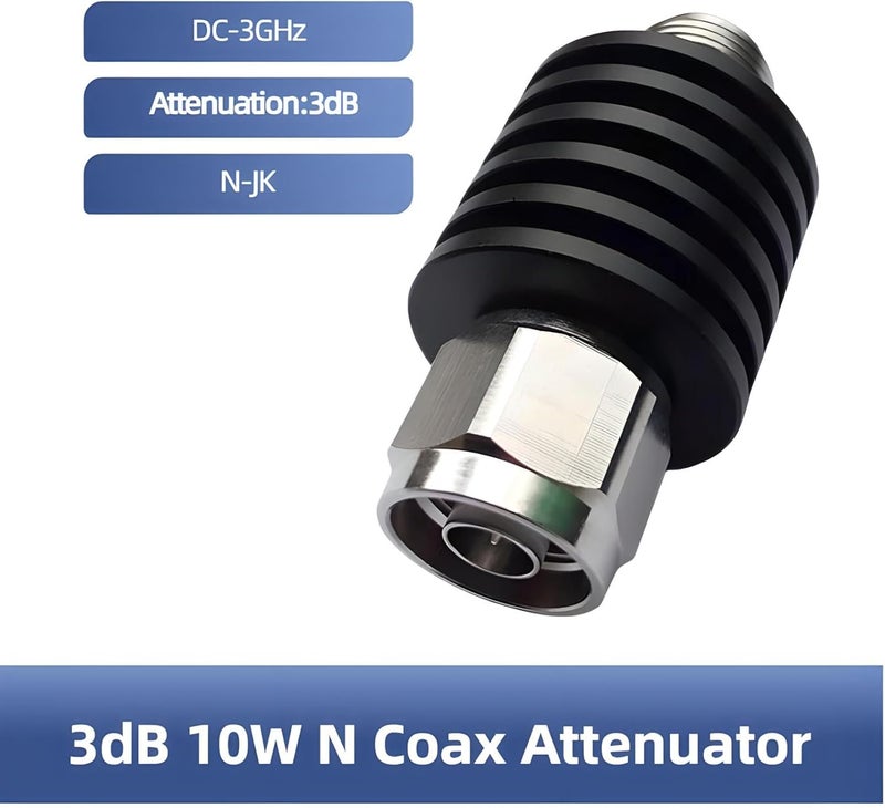 BECEN 10W 3DB Attenuator,N Type Male to Female 10 Watt 50 Ohm Attenuator DC to 3Ghz,RF Attenuator Coax for Testing Signal Control(3DB) - Image 2
